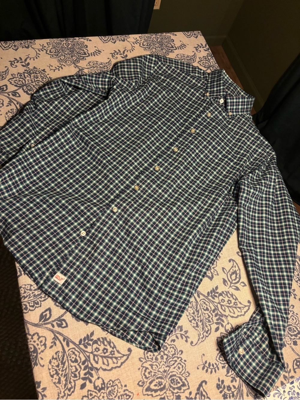 Vineyard Vines Green and Blue Plaid Button-Down Shirt